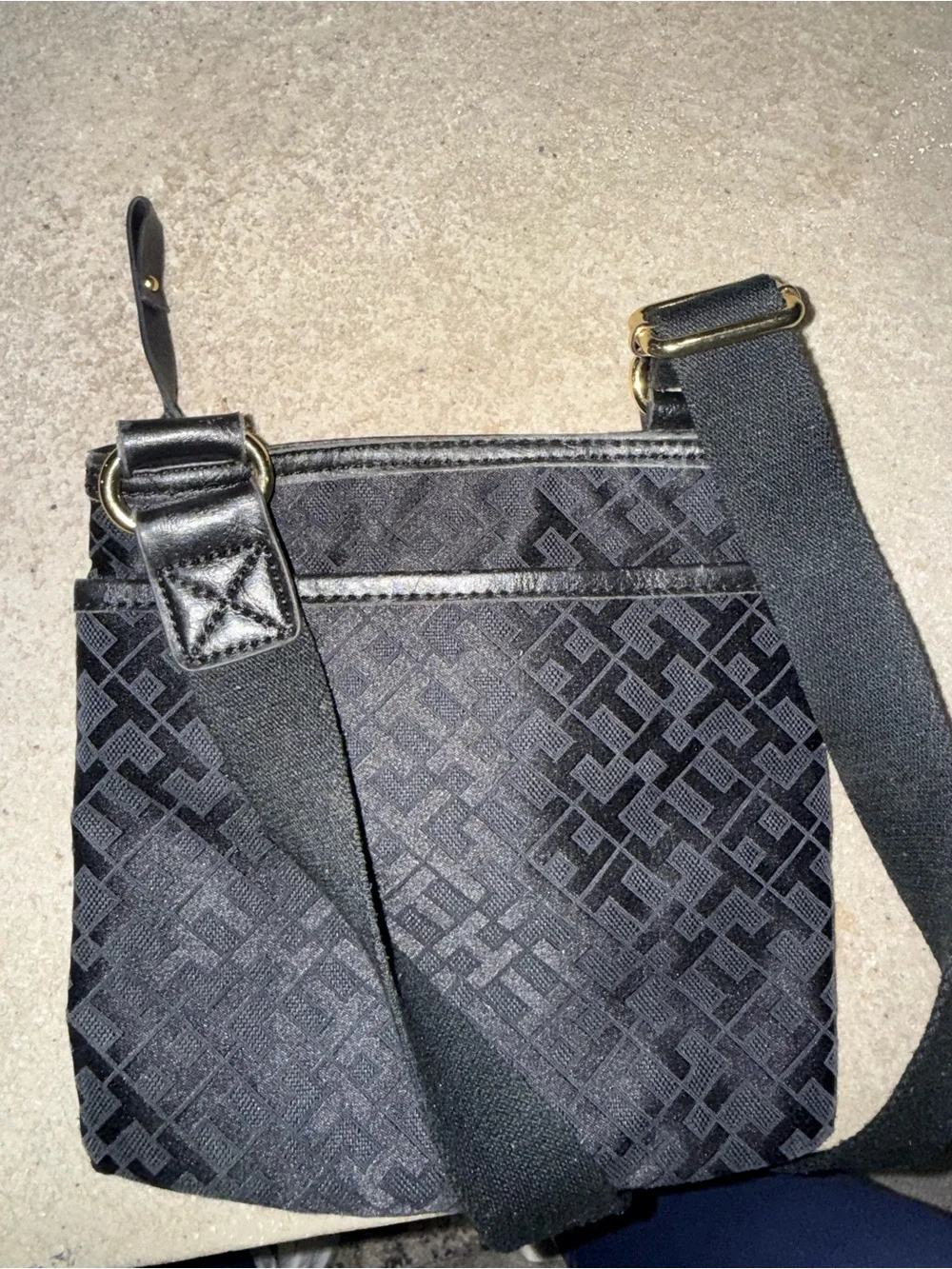Tommy Hilfiger Black Crossbody with Ivory Center Stripe